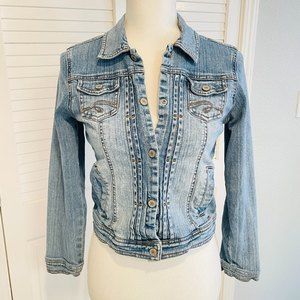 Limited Too Womens Size M Denim Jeans Jacket Moto Style Junior